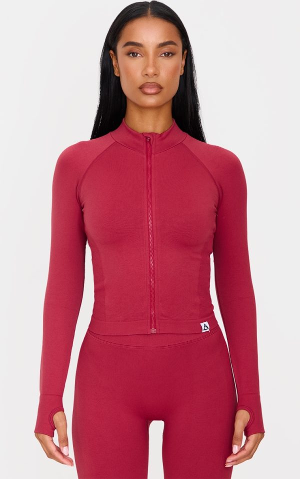 Dark Red Seamless Panel Jacket