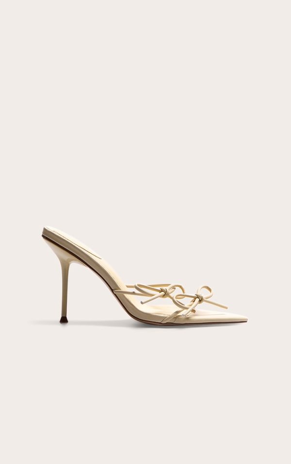Lemon Wide Fit Pu Point Toe Multi Bow High Stiletto Heeled Mules