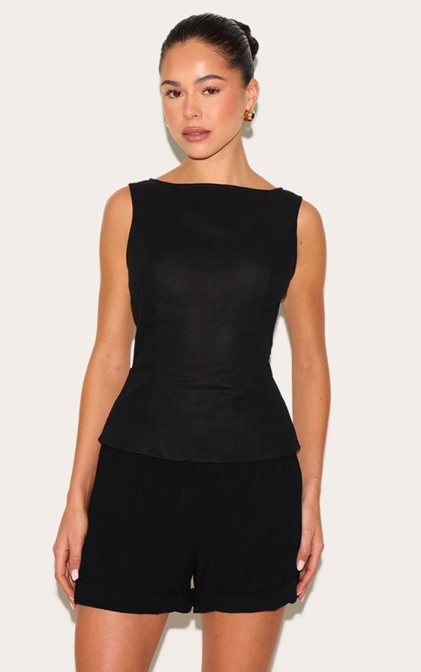 Black Woven Long Top