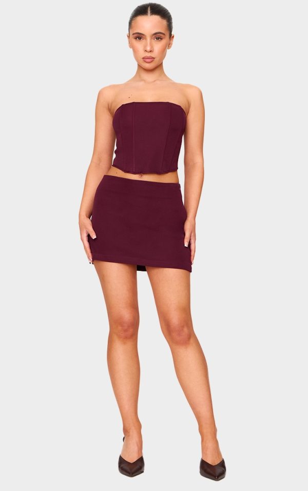 Petite Burgundy Woven Mini Skirt