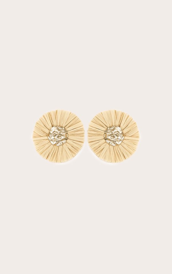 Gold Raffia Oversized Molten Detail Earrings