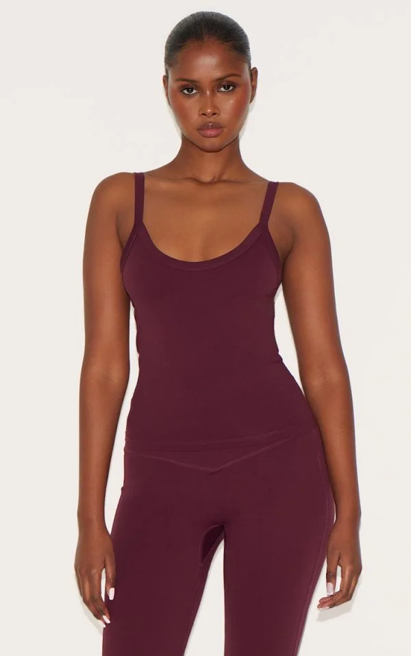 Deep Burgundy Ultimate Sculpt Strappy Gym Vest