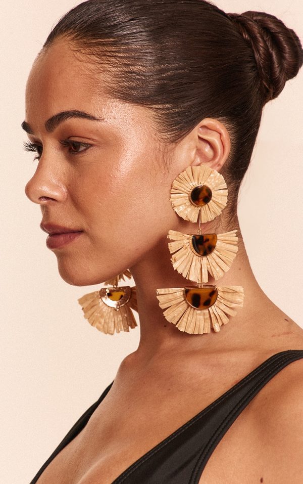 Raffia Resin Center Pendant Statement Earrings