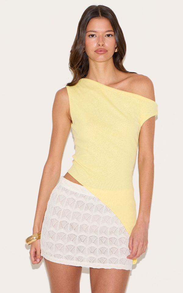 Lemon Burnout Mesh Asymmetric Long Top