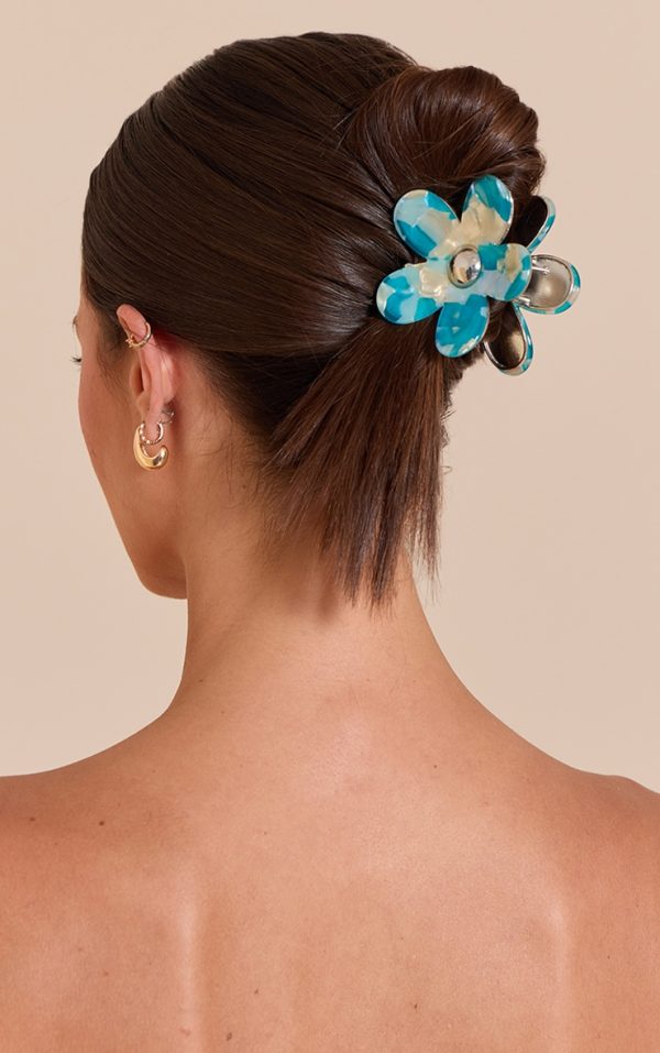 Marble Floral Metal Hair Clip
