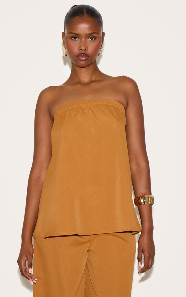 Deep Mustard Woven Longline Bandeau Top