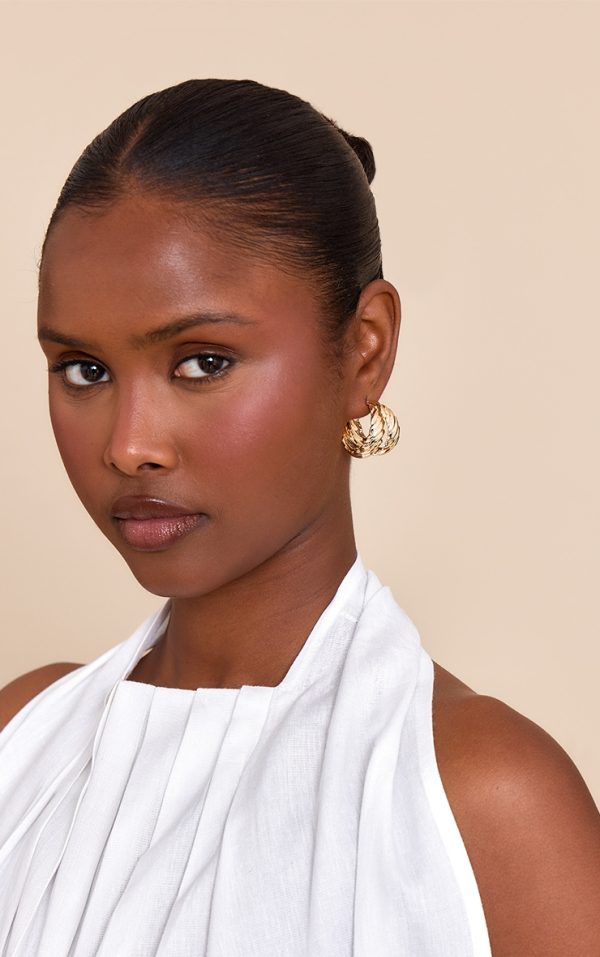 Gold Texture Hoop Earrings