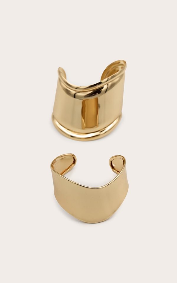 Gold Curved Bangle Set