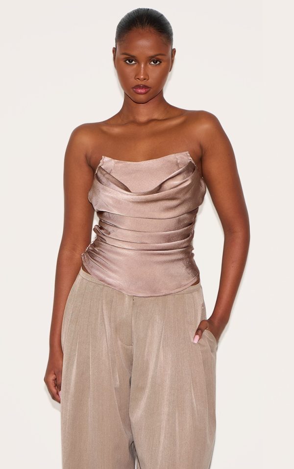Mushroom Satin Ruched Corset