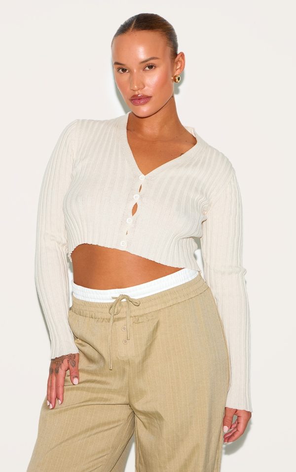 Plus Light Nude Sheer Knitted Cardigan