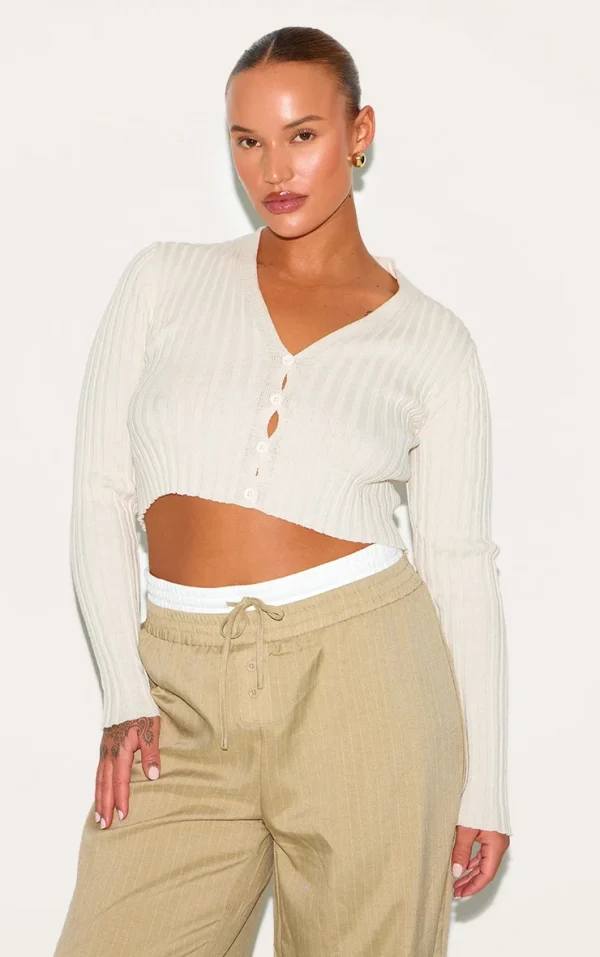 Plus Light Nude Sheer Knitted Cardigan