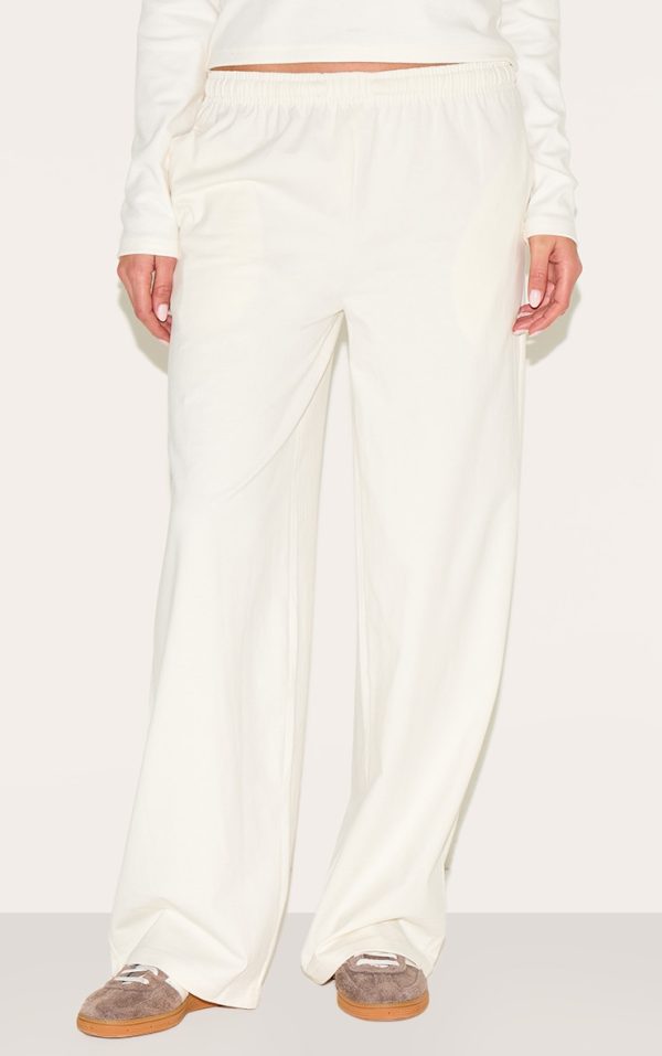 Cream Heavy Cotton Slouchy Wide Leg Pants