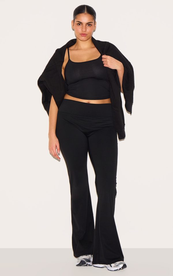 Plus Black Sculpt High Waist Flare Yoga Pants