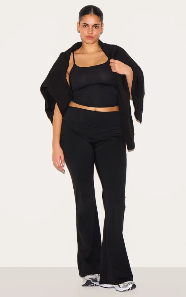 Plus Black Sculpt High Waist Flare Yoga Pants