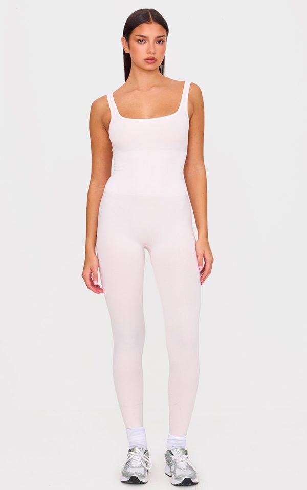 Ballet Pink Seamless Cross Back Long Gym Unitard