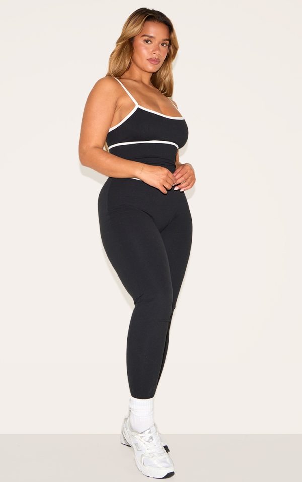 Shape Black Active Contrast Binding Jumpsuit