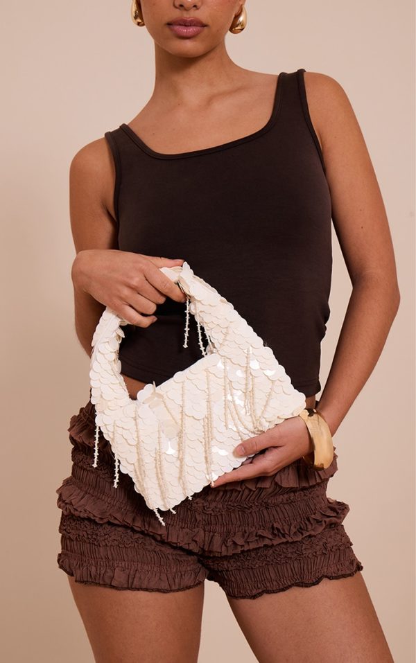 White Sequin Shaggy Mini Bag