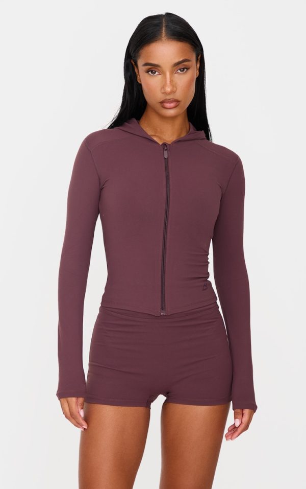 Dark Chocolate Sculpt Hooded Gym Jacket