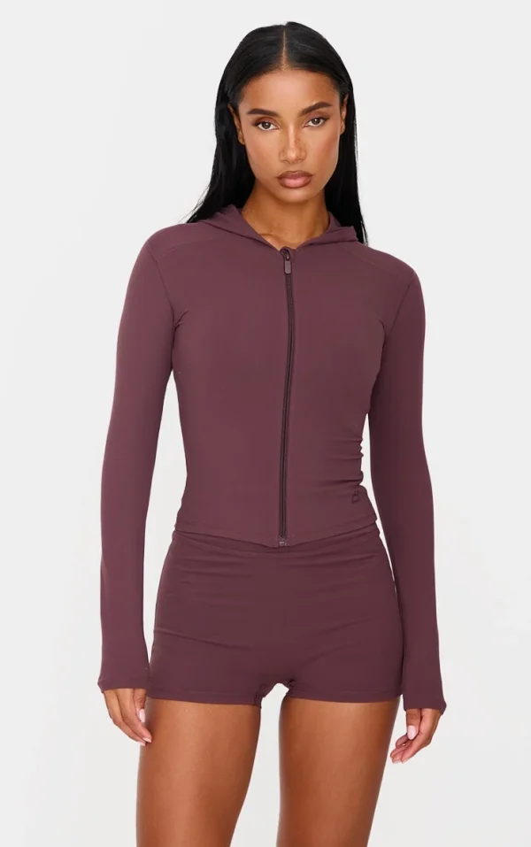 Dark Chocolate Sculpt Hooded Gym Jacket