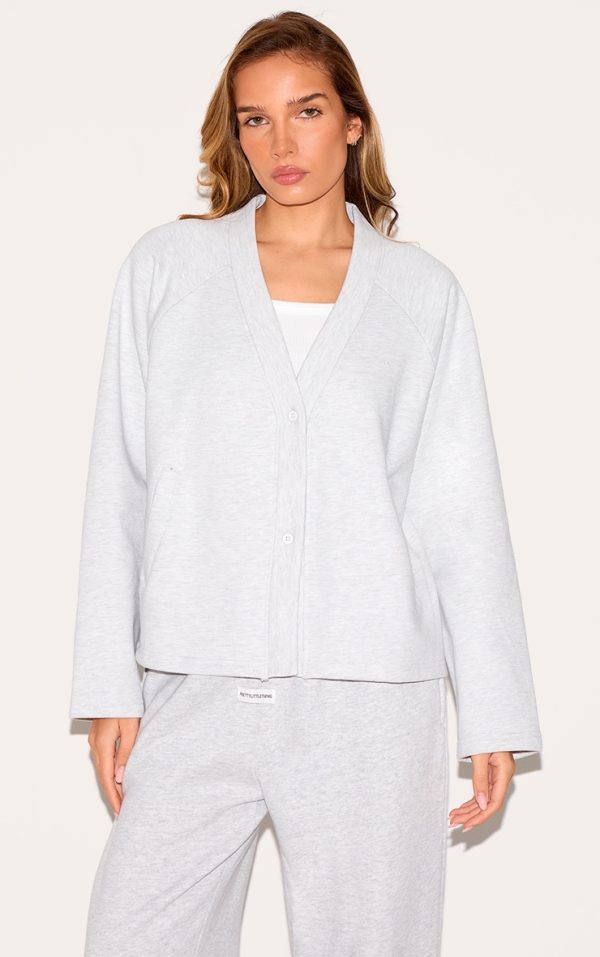 Ash Grey Premium Boxy Sweat Cardigan