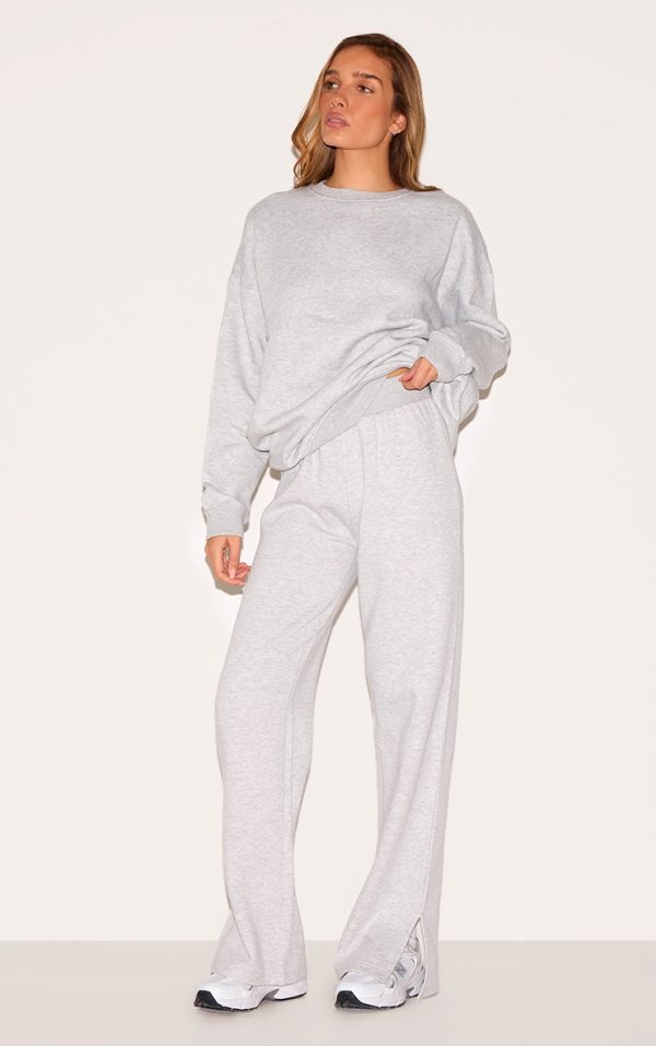 Ash Grey Flared Split Hem Sweatpants
