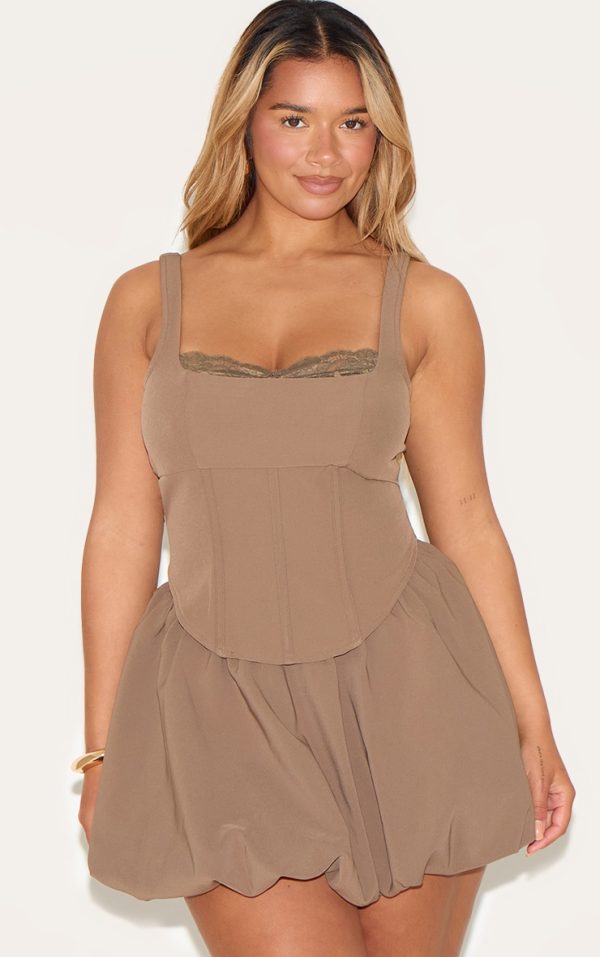 Shape Mocha Lace Trim Corset Top