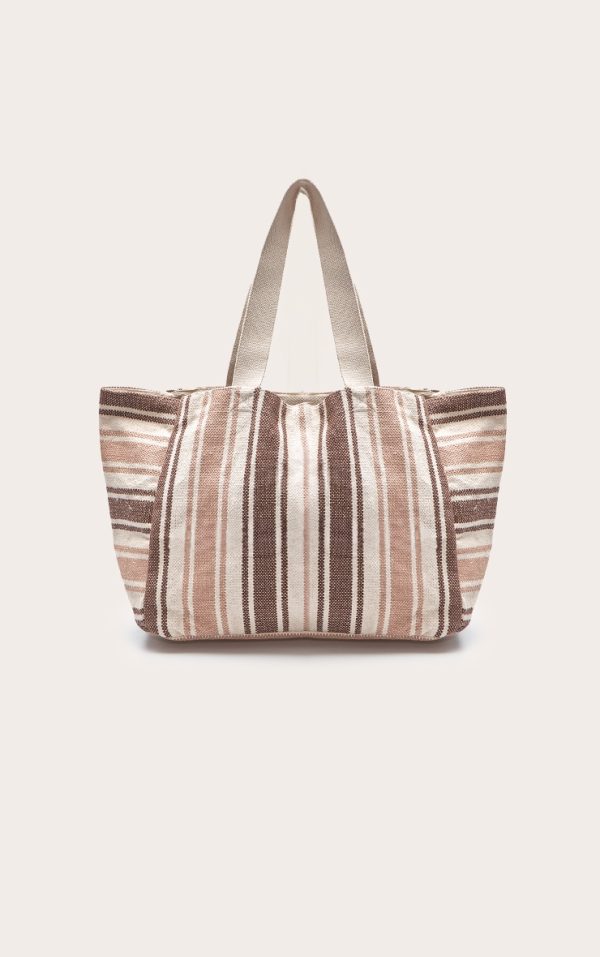 Chocolate Striped Beach Bag