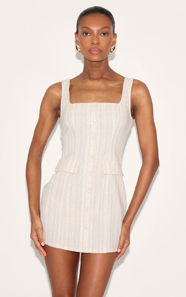 Stone Striped Pocket Detail Dress
