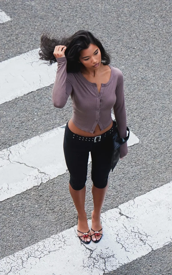 Taupe  Fine Knit Button Up Cardigan