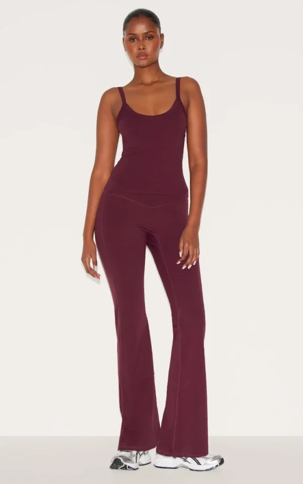 Burgundy Sculpt Wrap Waist Yoga Pants