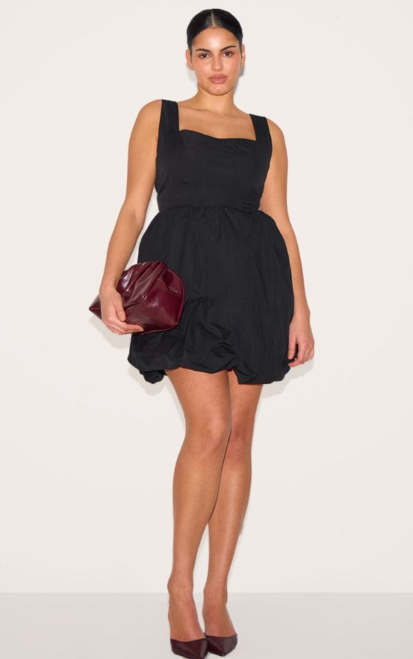 Plus Black Puffball Mini Dress