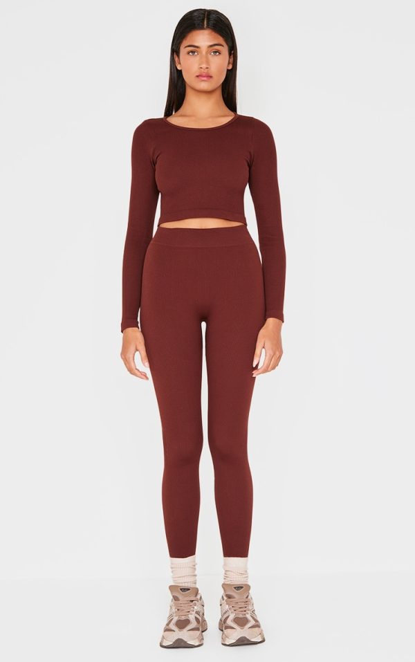 Chocolate Structured Snatched Rib Leggings