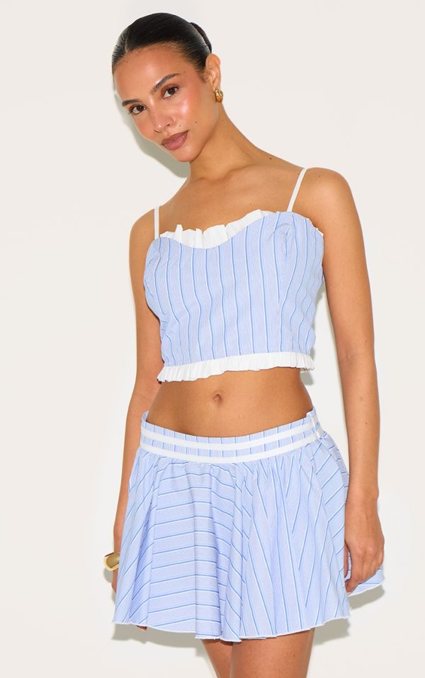 Petite Blue And White Pinstripe Structured Bralette