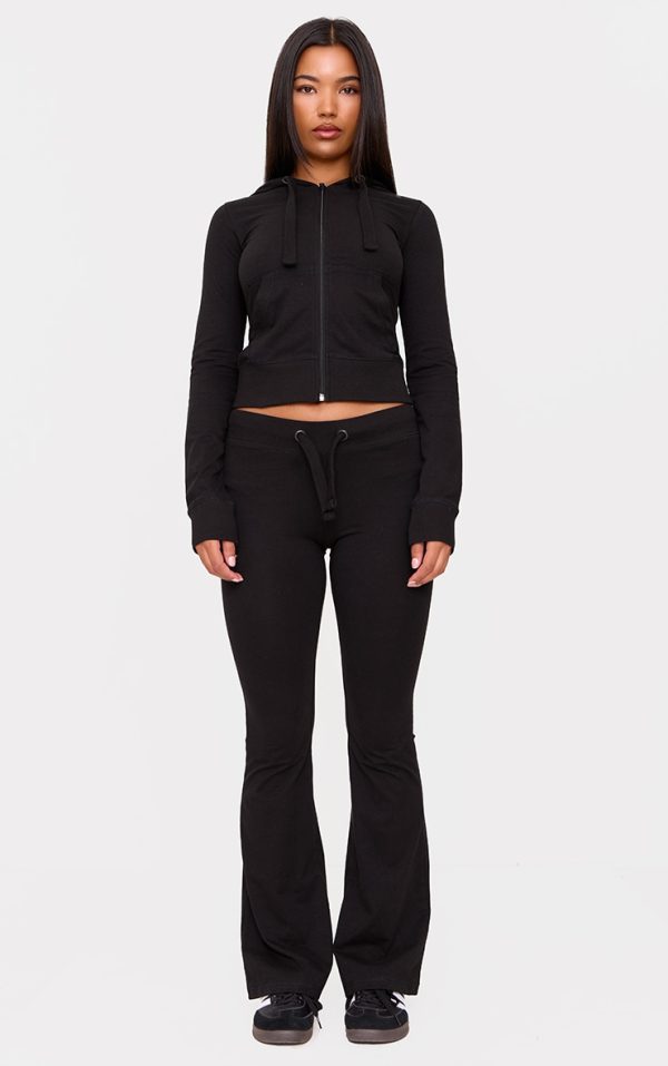 Black Low Rise Skinny Flare Pants