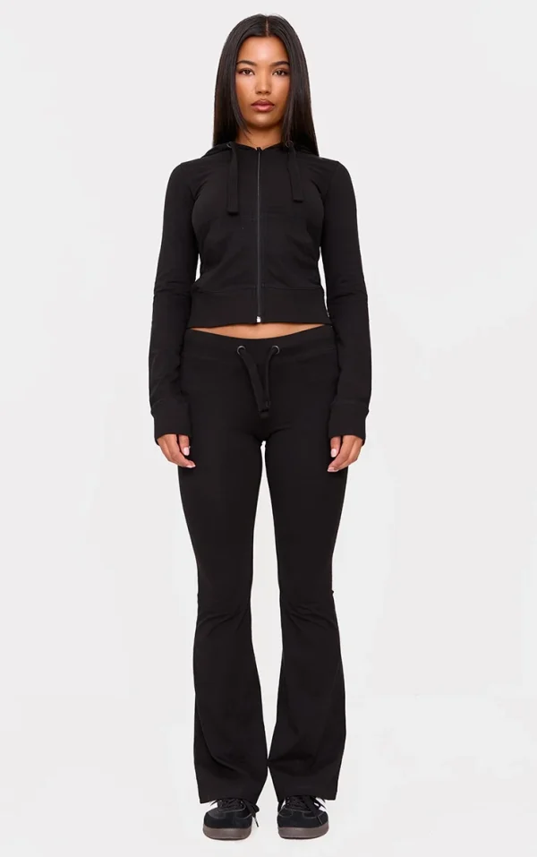 Black Low Rise Skinny Flare Pants