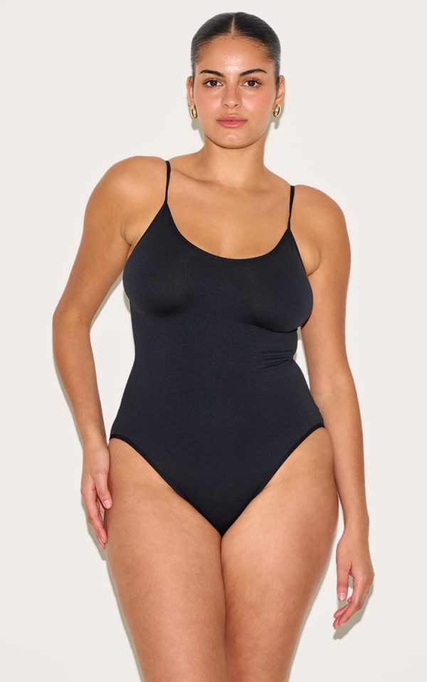 Black Seam Cupped Detail Bodysuit