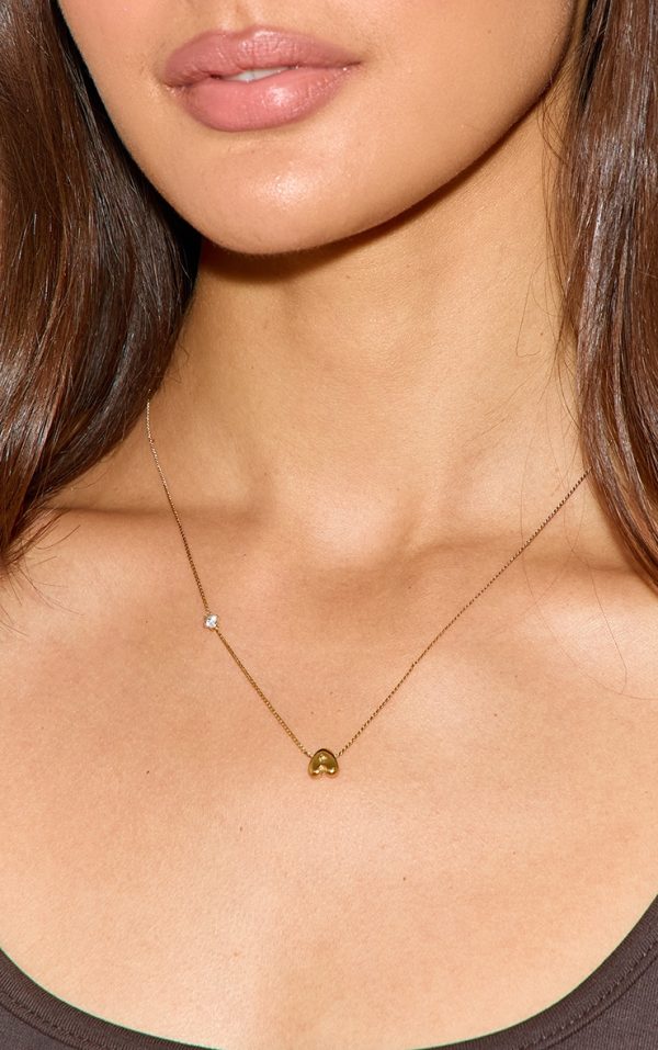 Gold Water Resistant Bubble Initial A Necklace