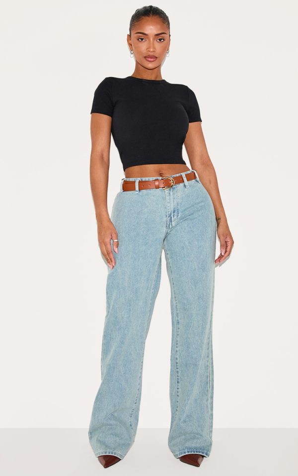 Shape Light Blue Wash Denim Wide Leg Jeans