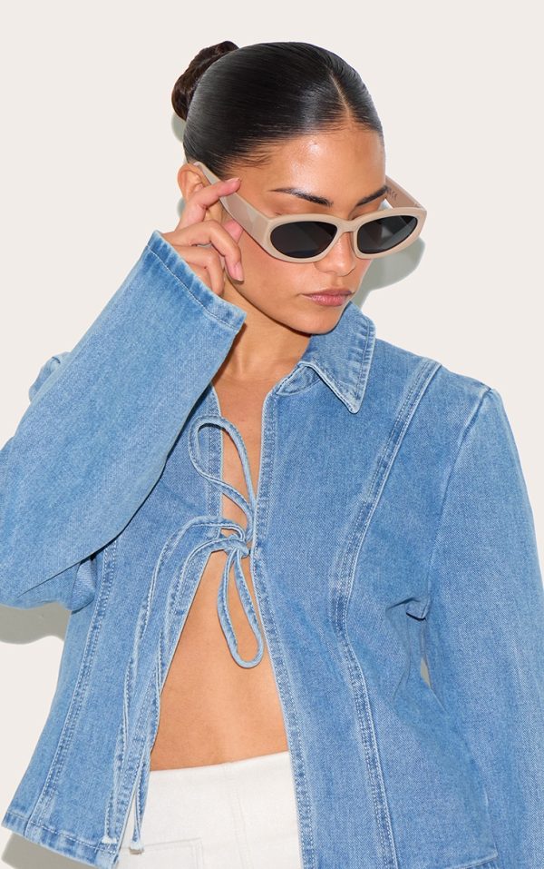Taupe Chunky Angled Sunglasses
