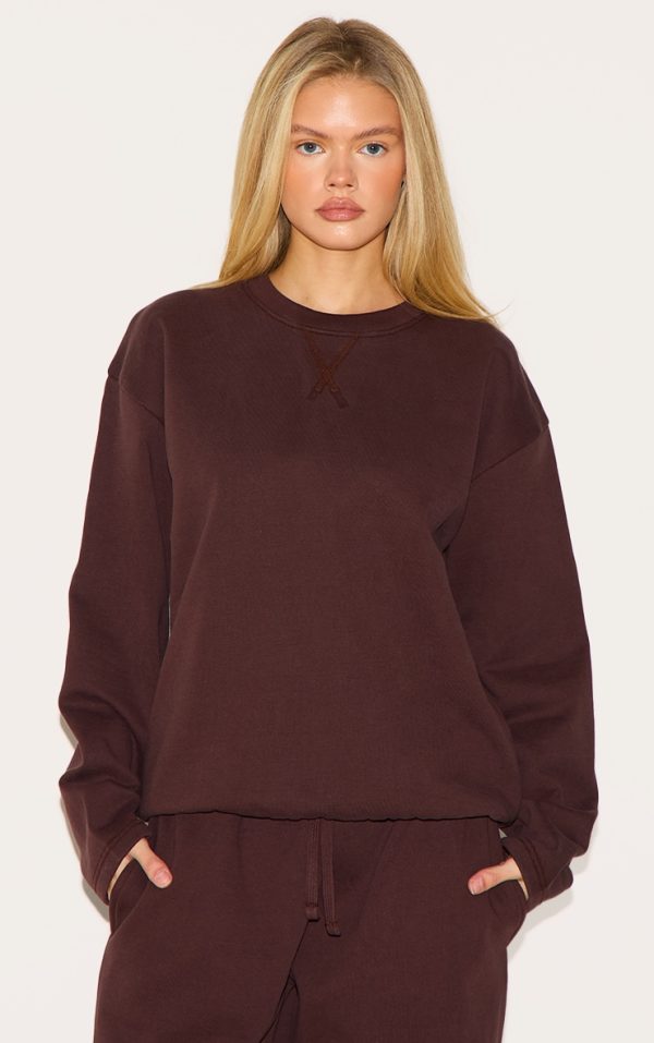 Chocolate Premium Oversized Crew Neck Sweatshirt