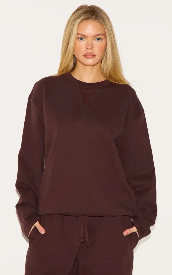 Chocolate Premium Oversized Crew Neck Sweatshirt