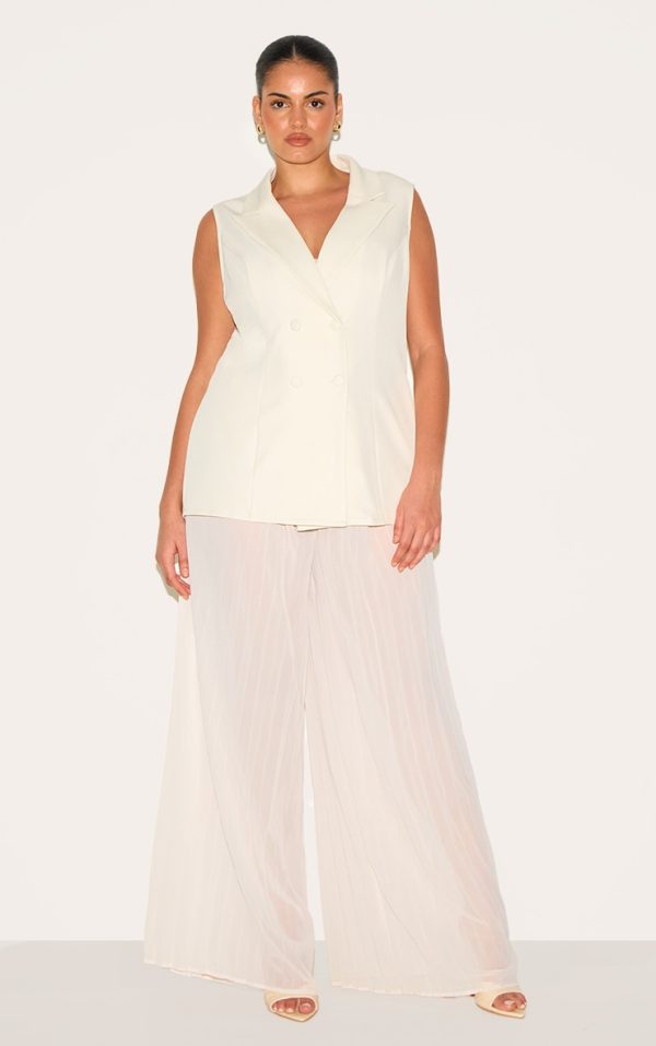 Plus Almond Vest Overlay Chiffon Jumpsuit