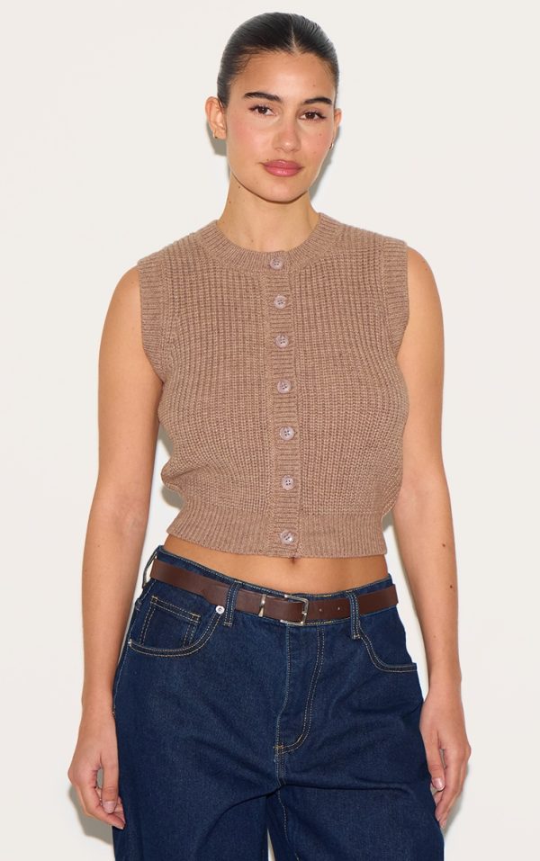 Mushroom Chunky Knit Sleeveless Sweater