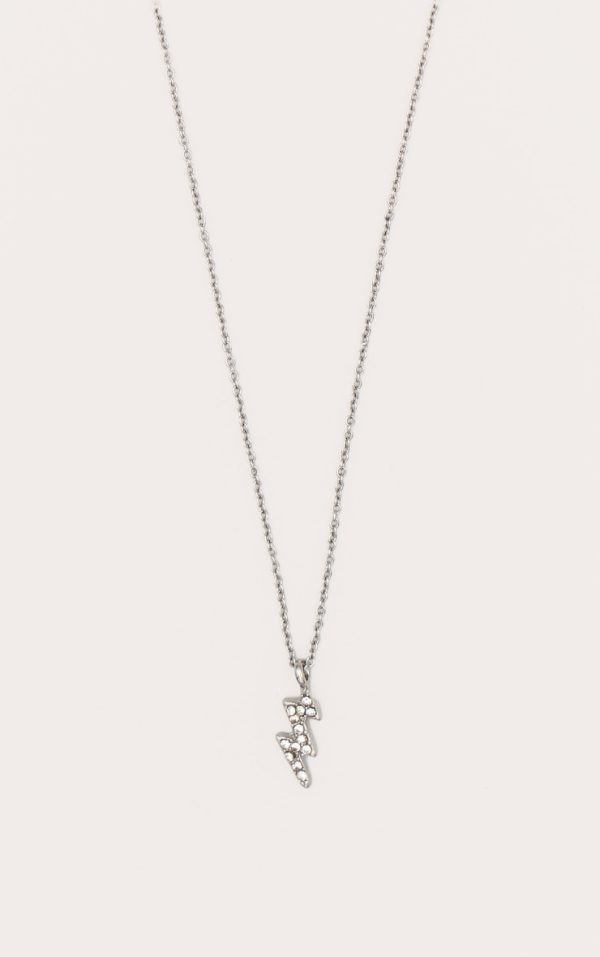 Silver Celestial Lightening Bolt Dainty Necklace