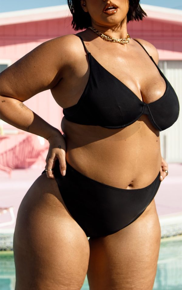 Plus Black Mix & Match High Waist Bikini Bottoms