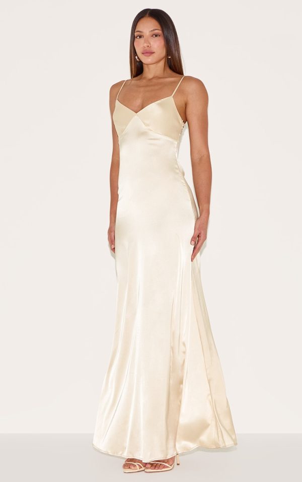 Tall Buttercream Satin Maxi Dress