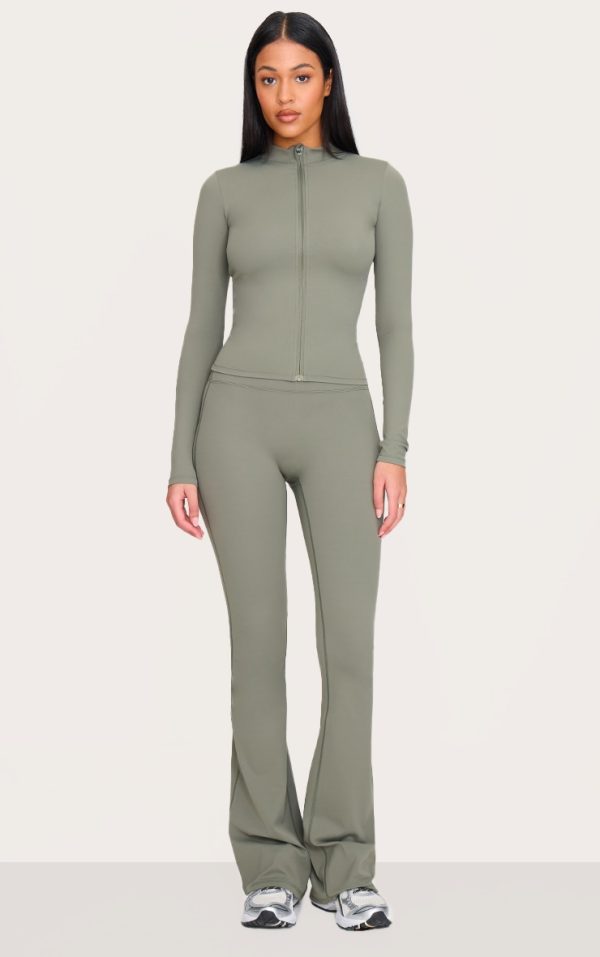 Tall Olive Sculpt High Waisted Flared Yoga Pants