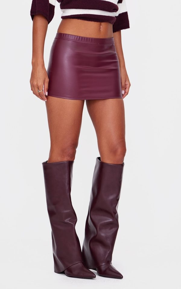 Burgundy Faux Leather Micro Mini Skirt