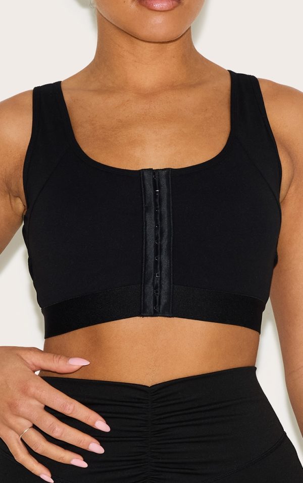 Shape Black Active Hook & Eye Front Support Strap Padded Sports Bra