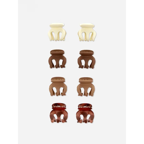 8-Pack Mini Claw Clips - Brown
